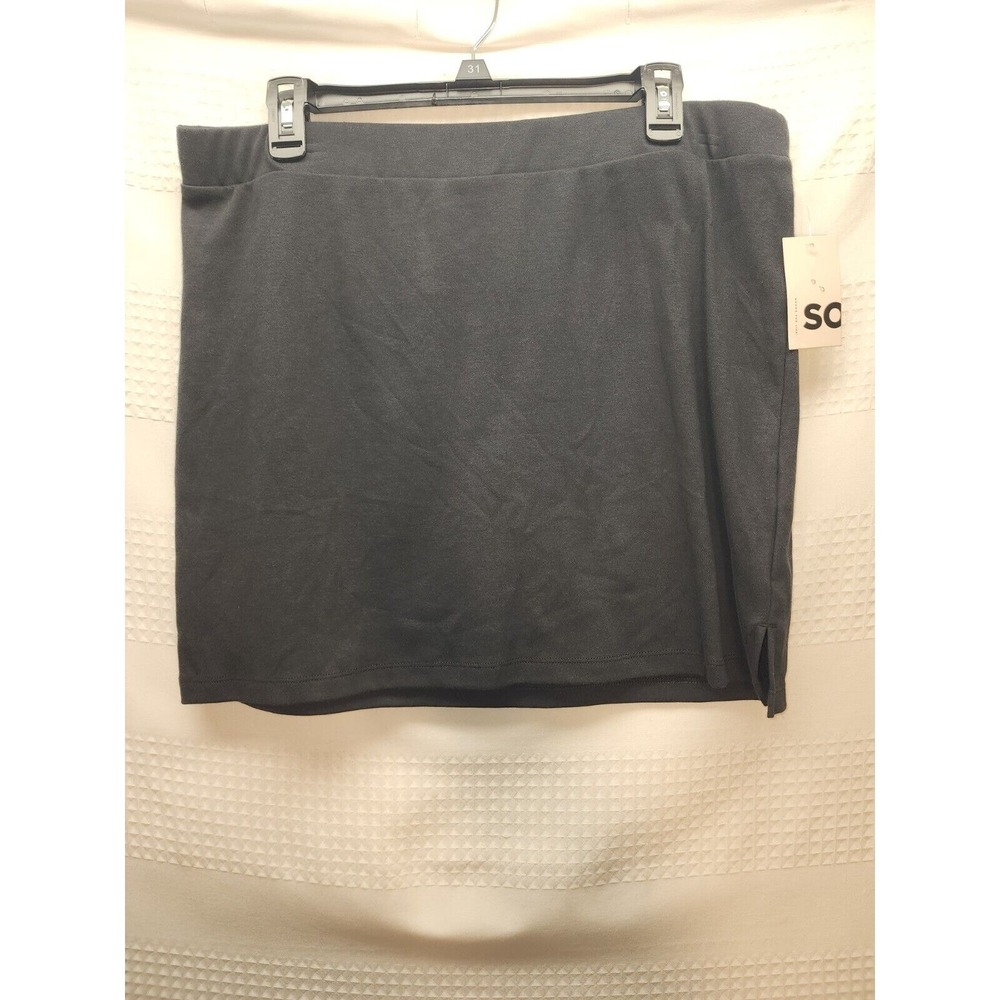 SO Juniors Size 1x Mini Skirt Black Pull On Elastic Waistband Stretch Short 4990